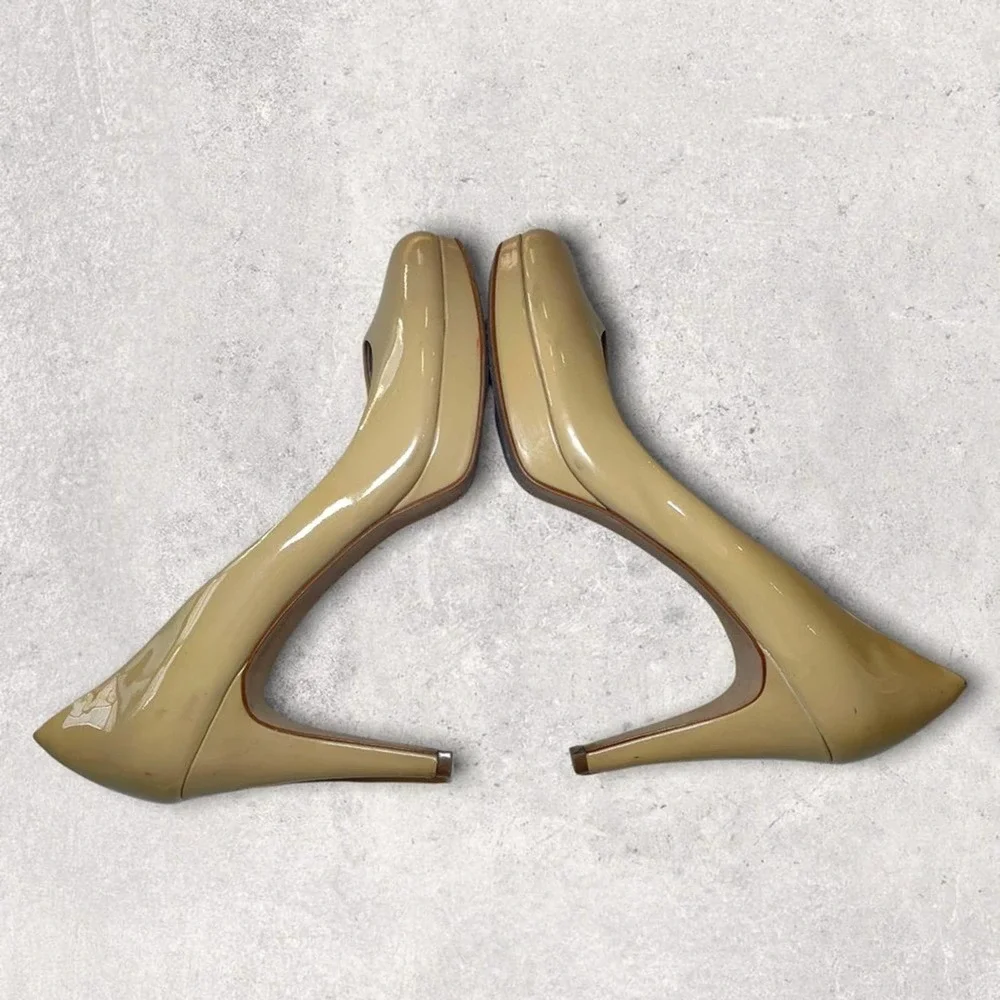 VINCE CAMUTO SEXY PATIENT LEATHER PLATFORM HIGH HEELS BUTTER YELLOW - 9.5 / 39.5 - Picture 3 of 6